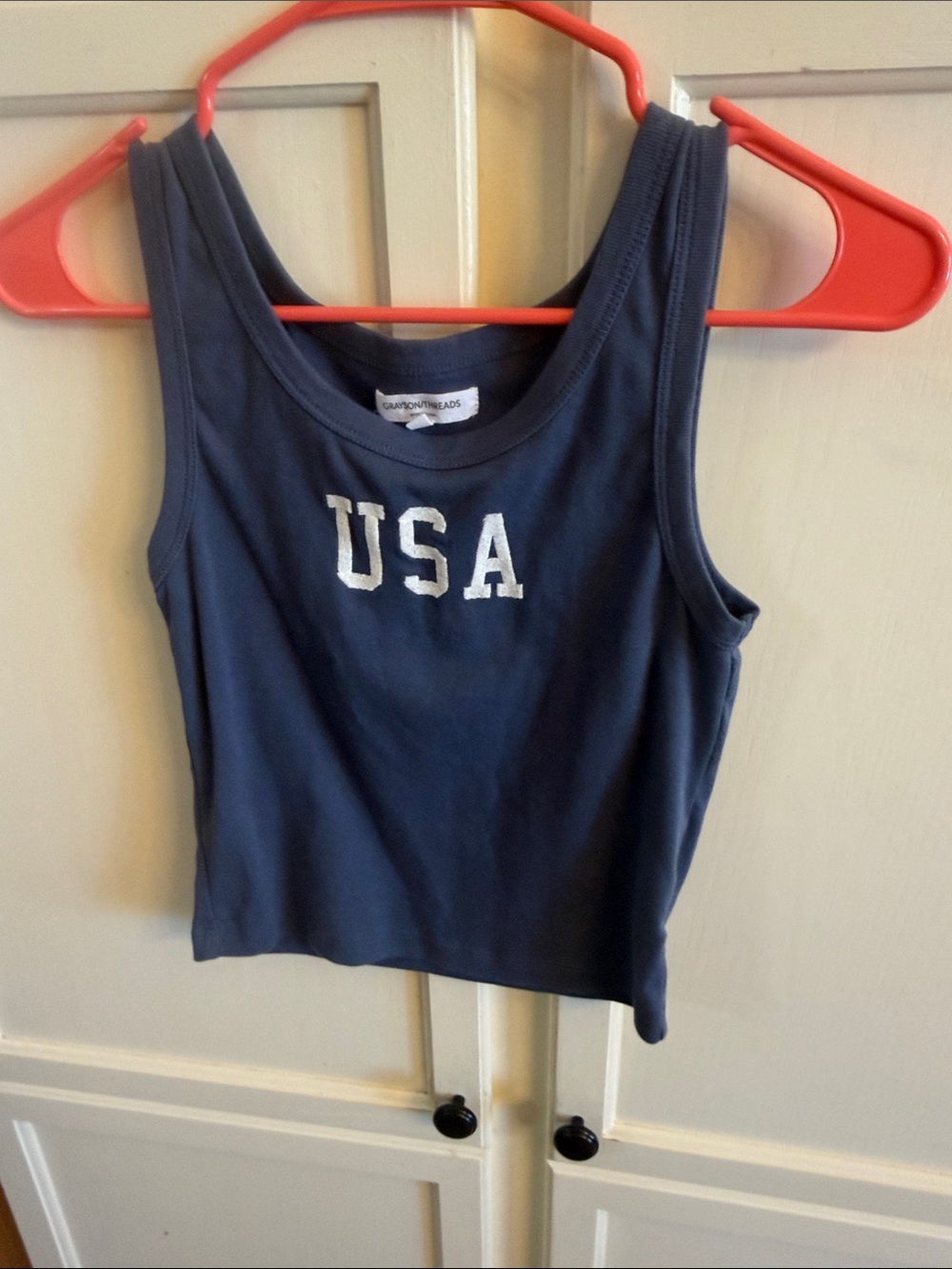 Grayson Threads Blue USA Graphic Tank Top Size Small